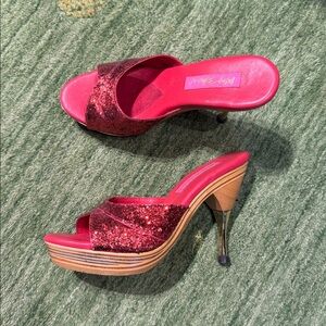 Betsey Johnson Polly Red Glitter Heels